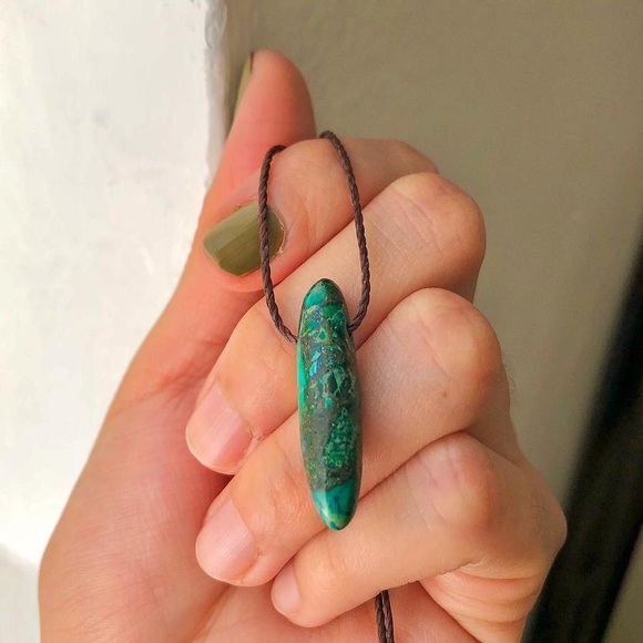 Earthy Impression Jasper Stick (Dark Brown) Minimalist Necklace/Choker - Picture 2 of 4